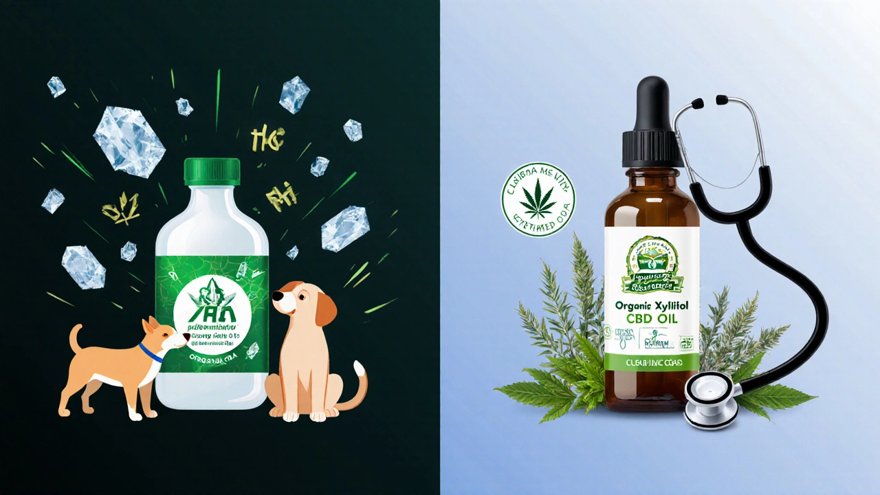 Dvě strany: jedna s toxickým CBD a nebezpečnými přísadami, druhá s čistým, certifikovaným produktem.