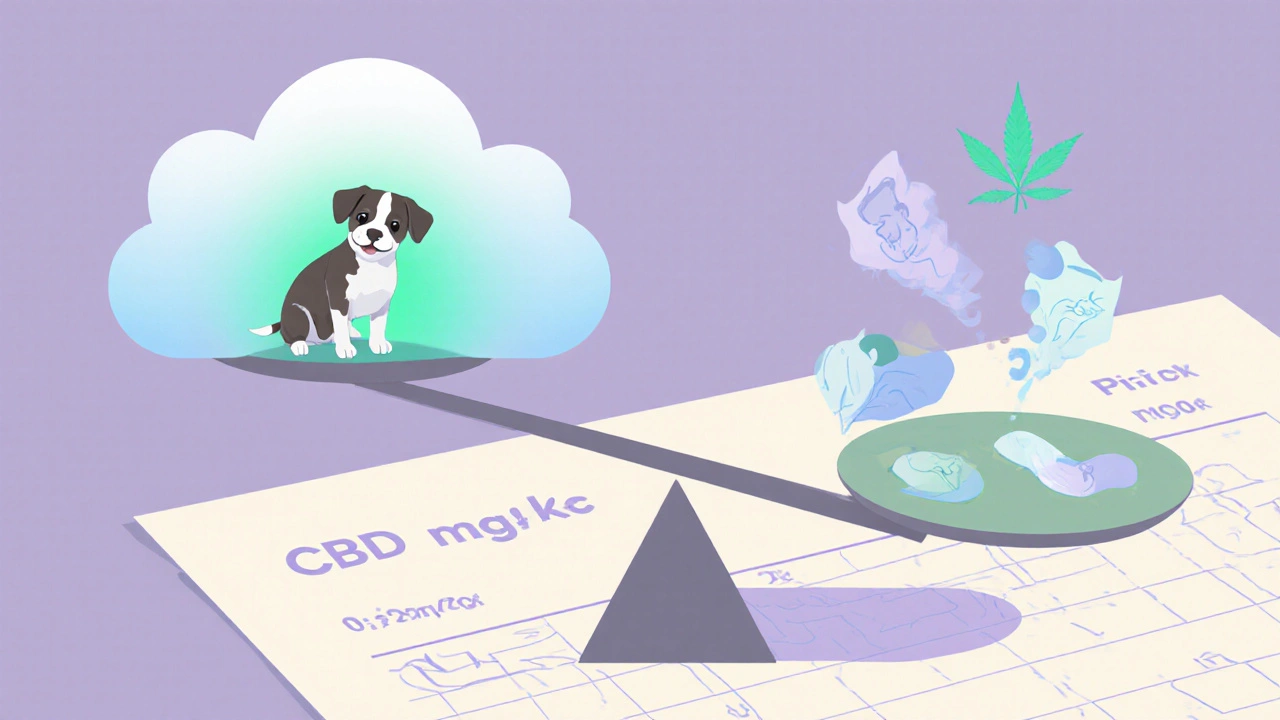 Symbolický obraz CBD podporujícího klid a pohodu psa.